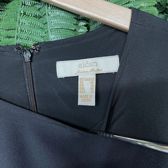 AIDAN MATTOX Dress Women 10 Black Cold Shoulder Sheath Front Split 1966 - Picture 7 of 10